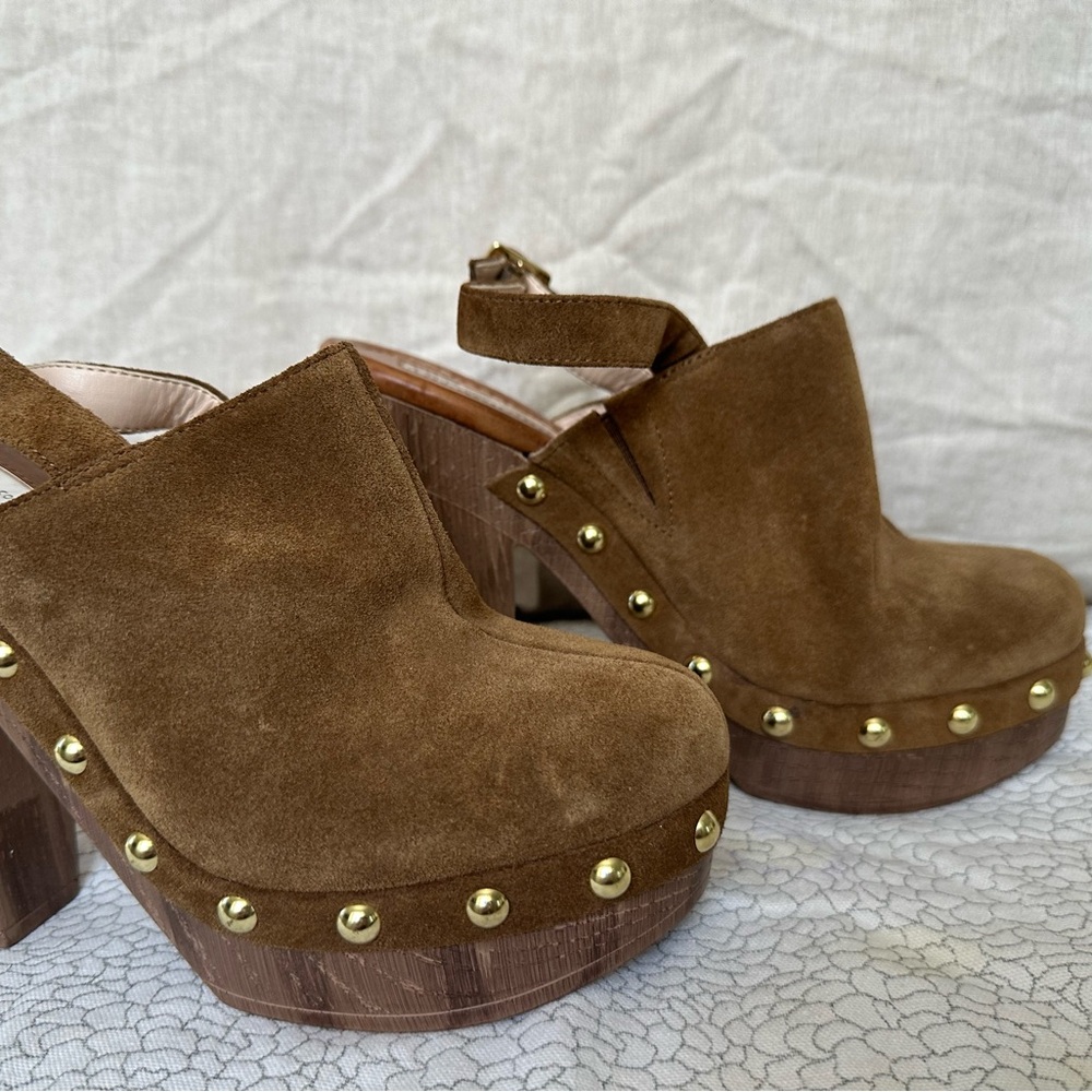 INC International Concepts Brown and Gold Platform Sandals - Picture 2 of 10
